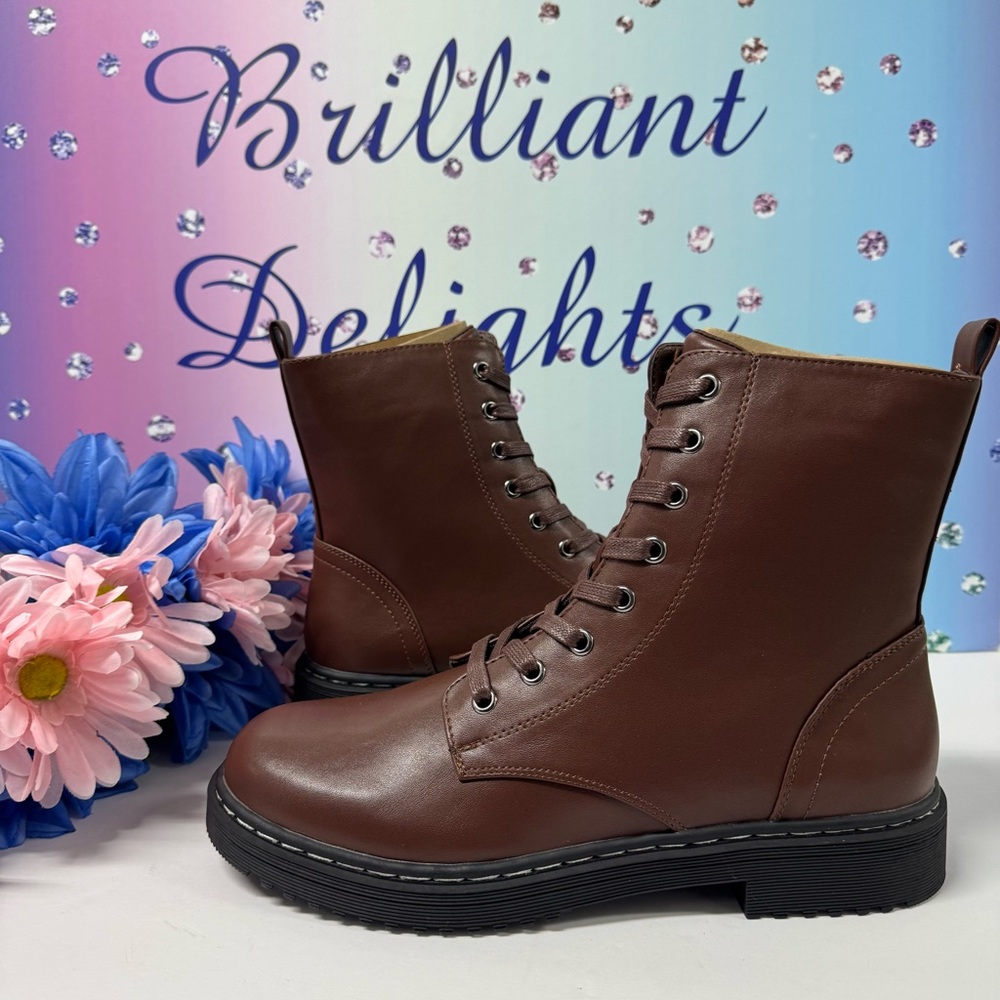 GORGEOUS CHOCOLATE COMBAT BOOTS - Picture 4 of 9